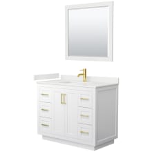 Miranda 42" Free Standing Single Basin Vanity Set with Cabinet, Quartz Vanity Top, and Framed Mirror