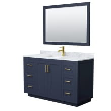 Miranda 54" Free Standing Single Basin Vanity Set with Cabinet, Marble Vanity Top, and Framed Mirror