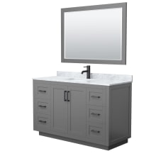 Miranda 54" Free Standing Single Basin Vanity Set with Cabinet, Marble Vanity Top, and Framed Mirror