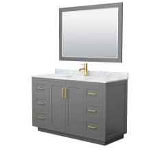 Miranda 54" Free Standing Single Basin Vanity Set with Cabinet, Marble Vanity Top, and Framed Mirror