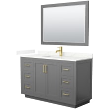 Miranda 54" Free Standing Single Basin Vanity Set with Cabinet, Quartz Vanity Top, and Framed Mirror