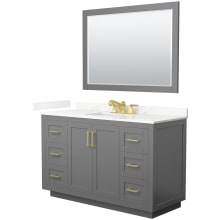 Miranda 54" Free Standing Single Basin Vanity Set with Cabinet, Quartz Vanity Top, and Framed Mirror