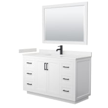 Miranda 54" Free Standing Single Basin Vanity Set with Cabinet, Cultured Marble Vanity Top, and Framed Mirror