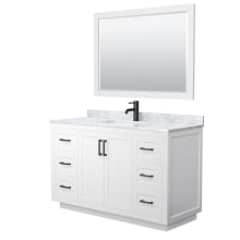 Miranda 54" Free Standing Single Basin Vanity Set with Cabinet, Marble Vanity Top, and Framed Mirror