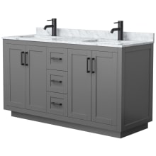 Miranda 60" Free Standing Double Basin Vanity Set with Cabinet and Marble Vanity Top