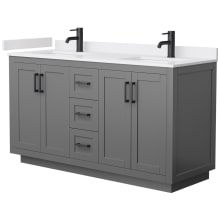 Miranda 60" Free Standing Double Basin Vanity Set with Cabinet and Cultured Marble Vanity Top