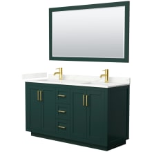 Miranda 60" Free Standing Double Basin Vanity Set with Cabinet, Quartz Vanity Top, and Framed Mirror