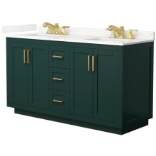 Miranda 60" Free Standing Double Basin Vanity Set with Cabinet and Quartz Vanity Top