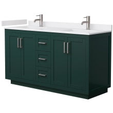 Miranda 60" Free Standing Double Basin Vanity Set with Cabinet and Cultured Marble Vanity Top