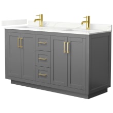 Miranda 60" Free Standing Double Basin Vanity Set with Cabinet and Quartz Vanity Top