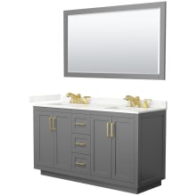 Miranda 60" Free Standing Double Basin Vanity Set with Cabinet, Quartz Vanity Top, and Framed Mirror