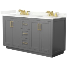 Miranda 60" Free Standing Double Basin Vanity Set with Cabinet and Quartz Vanity Top