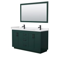 Miranda 60" Free Standing Double Basin Vanity Set with Cabinet, Cultured Marble Vanity Top, and Framed Mirror