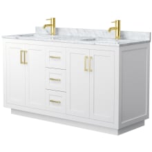 Miranda 60" Free Standing Double Basin Vanity Set with Cabinet and Marble Vanity Top