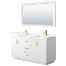 Miranda 60" Free Standing Double Basin Vanity Set with Cabinet, Quartz Vanity Top, and Framed Mirror