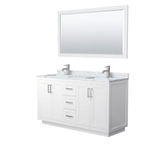 Miranda 60" Free Standing Double Basin Vanity Set with Cabinet, Marble Vanity Top, and Framed Mirror