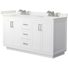 Miranda 60" Free Standing Double Basin Vanity Set with Cabinet and Quartz Vanity Top