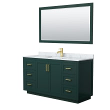 Miranda 60" Free Standing Single Basin Vanity Set with Cabinet, Marble Vanity Top, and Framed Mirror