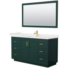 Miranda 60" Free Standing Single Basin Vanity Set with Cabinet, Quartz Vanity Top, and Framed Mirror