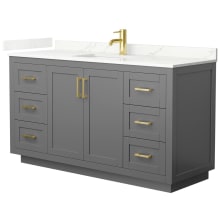 Miranda 60" Free Standing Single Basin Vanity Set with Cabinet and Quartz Vanity Top