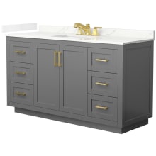 Miranda 60" Free Standing Single Basin Vanity Set with Cabinet and Quartz Vanity Top