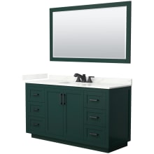 Miranda 60" Free Standing Single Basin Vanity Set with Cabinet, Quartz Vanity Top, and Framed Mirror