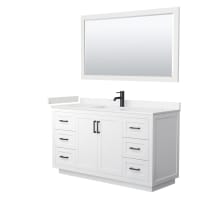 Miranda 60" Free Standing Single Basin Vanity Set with Cabinet, Cultured Marble Vanity Top, and Framed Mirror