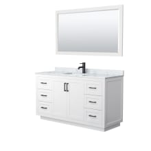 Miranda 60" Free Standing Single Basin Vanity Set with Cabinet, Marble Vanity Top, and Framed Mirror