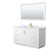 Miranda 60" Free Standing Single Basin Vanity Set with Cabinet, Marble Vanity Top, and Framed Mirror