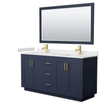 Miranda 66" Free Standing Double Basin Vanity Set with Cabinet, Cultured Marble Vanity Top, and Framed Mirror