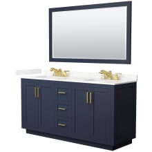 Miranda 66" Free Standing Double Basin Vanity Set with Cabinet, Quartz Vanity Top, and Framed Mirror