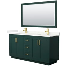 Miranda 66" Free Standing Double Basin Vanity Set with Cabinet, Quartz Vanity Top, and Framed Mirror
