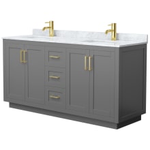 Miranda 66" Free Standing Double Basin Vanity Set with Cabinet and Marble Vanity Top