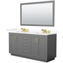 Miranda 66" Free Standing Double Basin Vanity Set with Cabinet, Quartz Vanity Top, and Framed Mirror