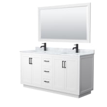 Miranda 66" Free Standing Double Basin Vanity Set with Cabinet, Marble Vanity Top, and Framed Mirror