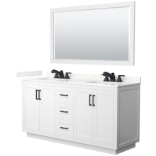 Miranda 66" Free Standing Double Basin Vanity Set with Cabinet, Quartz Vanity Top, and Framed Mirror