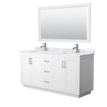 Miranda 66" Free Standing Double Basin Vanity Set with Cabinet, Marble Vanity Top, and Framed Mirror