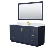 Miranda 66" Free Standing Single Basin Vanity Set with Cabinet, Marble Vanity Top, and Framed Mirror
