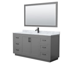 Miranda 66" Free Standing Single Basin Vanity Set with Cabinet, Marble Vanity Top, and Framed Mirror