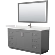 Miranda 66" Free Standing Single Basin Vanity Set with Cabinet, Quartz Vanity Top, and Framed Mirror