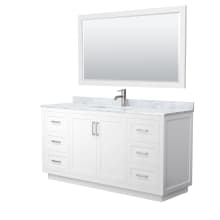 Miranda 66" Free Standing Single Basin Vanity Set with Cabinet, Marble Vanity Top, and Framed Mirror