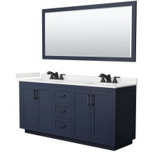Miranda 72" Free Standing Double Basin Vanity Set with Cabinet, Quartz Vanity Top, and Framed Mirror