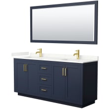 Miranda 72" Free Standing Double Basin Vanity Set with Cabinet, Quartz Vanity Top, and Framed Mirror