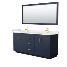 Miranda 72" Free Standing Double Basin Vanity Set with Cabinet, Cultured Marble Vanity Top, and Framed Mirror