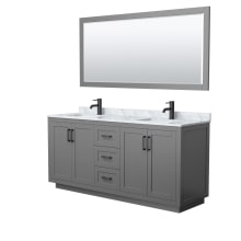 Miranda 72" Free Standing Double Basin Vanity Set with Cabinet, Marble Vanity Top, and Framed Mirror