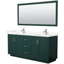 Miranda 72" Free Standing Double Basin Vanity Set with Cabinet, Quartz Vanity Top, and Framed Mirror