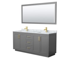 Miranda 72" Free Standing Double Basin Vanity Set with Cabinet, Marble Vanity Top, and Framed Mirror