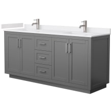 Miranda 72" Free Standing Double Basin Vanity Set with Cabinet and Cultured Marble Vanity Top