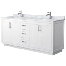 Miranda 72" Free Standing Double Basin Vanity Set with Cabinet and Marble Vanity Top