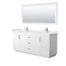 Miranda 72" Free Standing Double Basin Vanity Set with Cabinet, Cultured Marble Vanity Top, and Framed Mirror